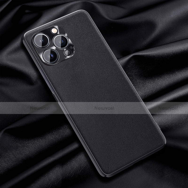 Soft Luxury Leather Snap On Case Cover A01 for Apple iPhone 13 Pro Black