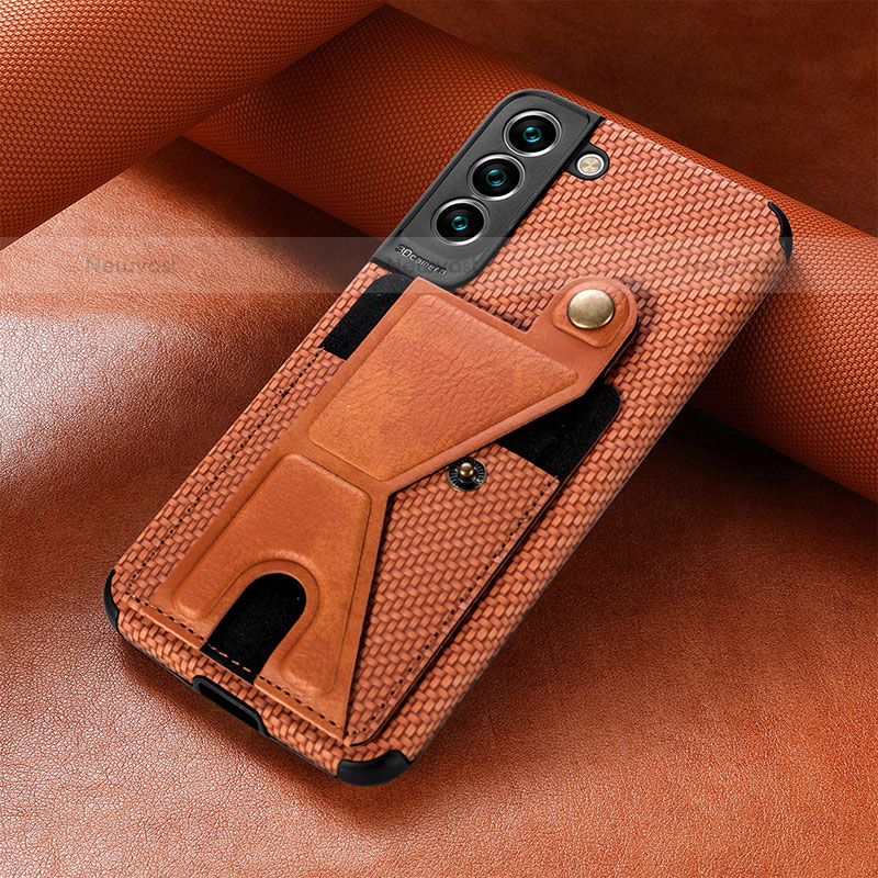 Soft Luxury Leather Snap On Case Cover A01D for Samsung Galaxy S21 5G Brown