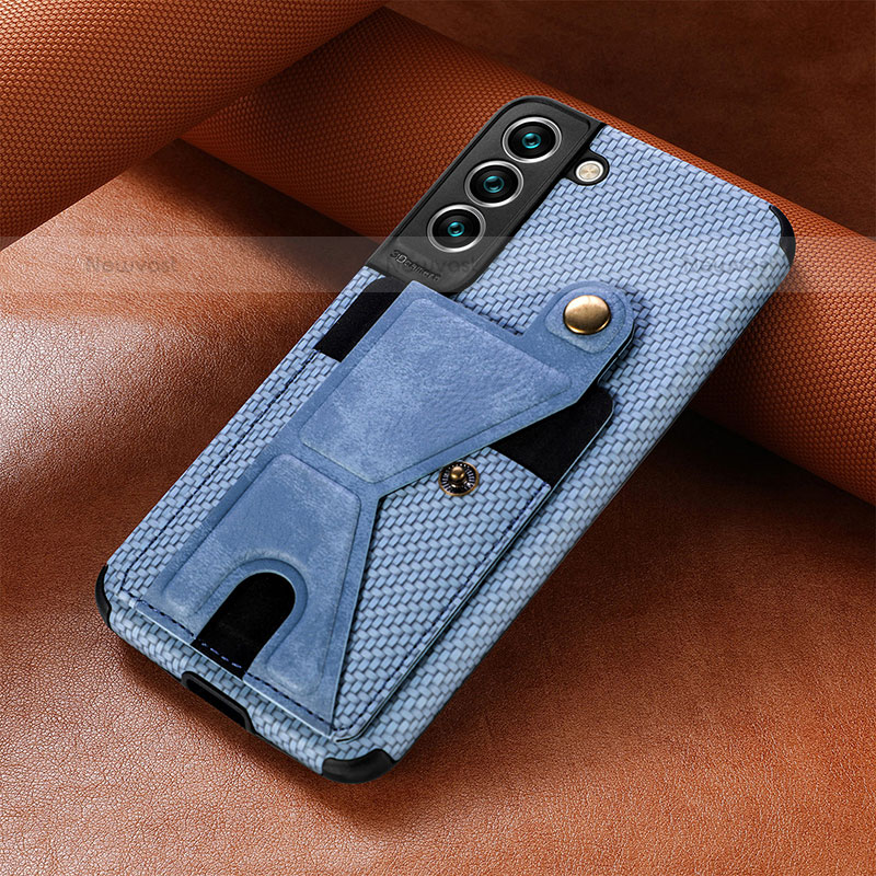 Soft Luxury Leather Snap On Case Cover A01D for Samsung Galaxy S21 Plus 5G Blue