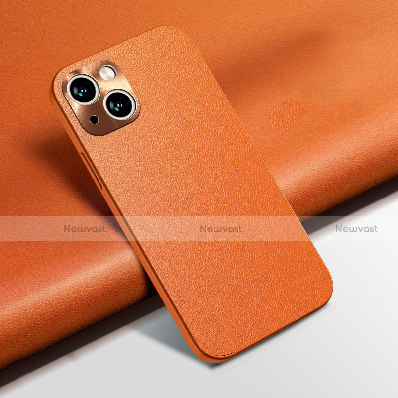 Soft Luxury Leather Snap On Case Cover A02 for Apple iPhone 13 Mini Orange