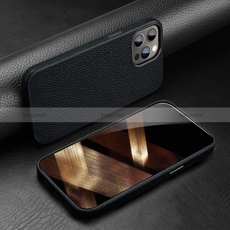 Soft Luxury Leather Snap On Case Cover A03 for Apple iPhone 14 Pro Max Black
