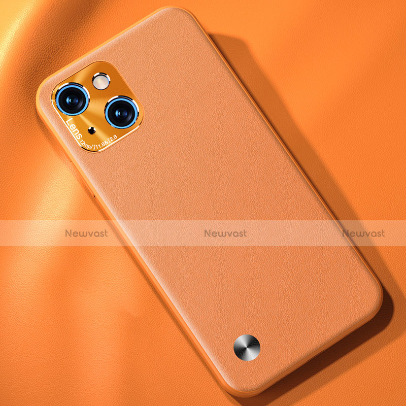 Soft Luxury Leather Snap On Case Cover A05 for Apple iPhone 13 Orange