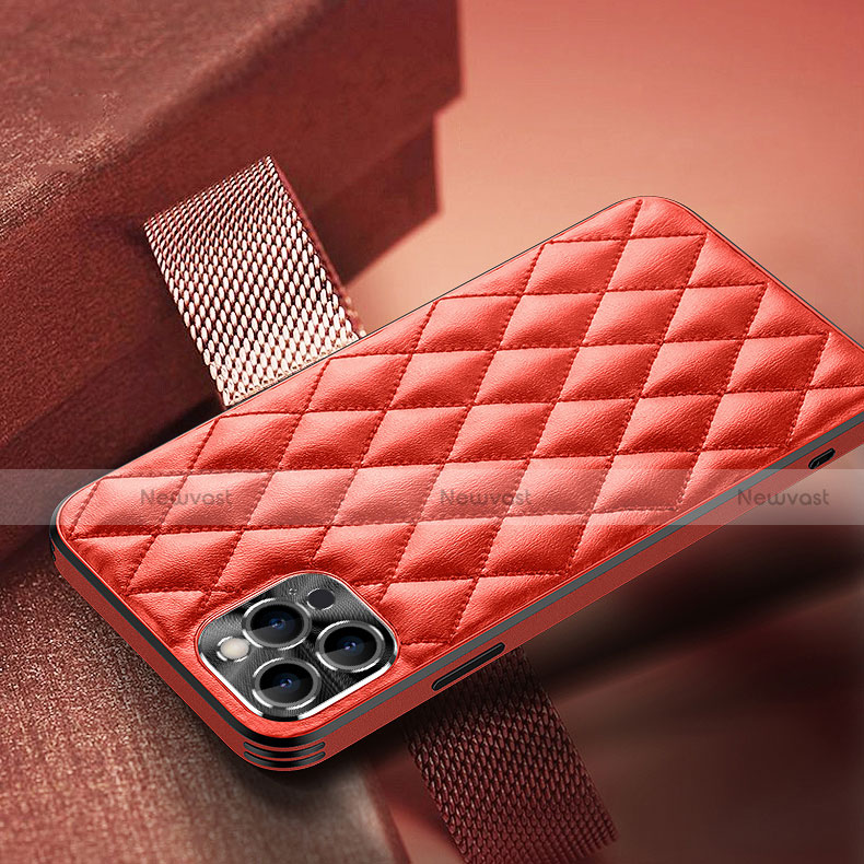 Soft Luxury Leather Snap On Case Cover A07 for Apple iPhone 13 Pro Max Red