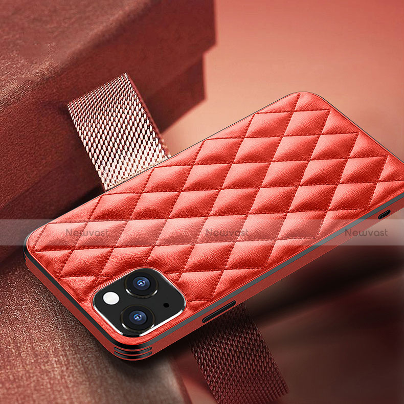 Soft Luxury Leather Snap On Case Cover A07 for Apple iPhone 14 Plus Red