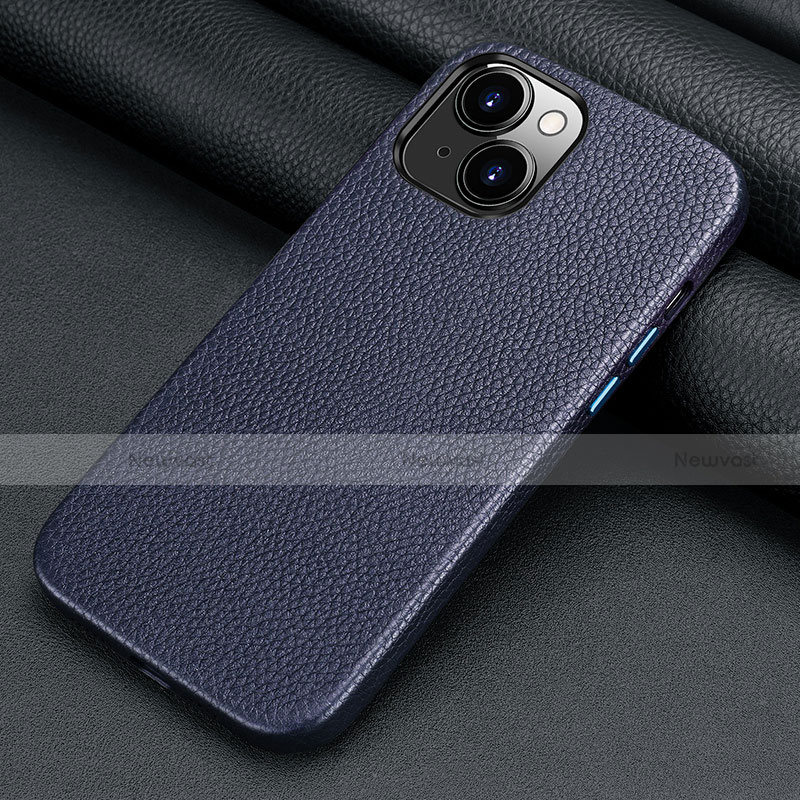 Soft Luxury Leather Snap On Case Cover A09 for Apple iPhone 13 Mini Blue