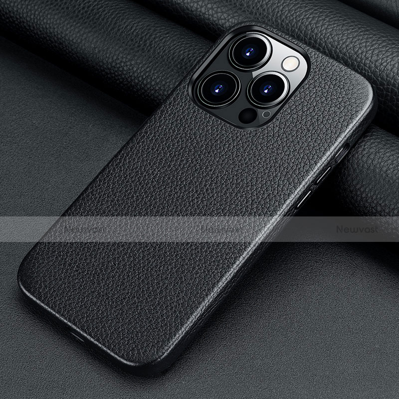 Soft Luxury Leather Snap On Case Cover A09 for Apple iPhone 13 Pro Black