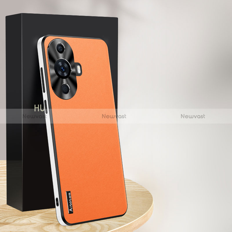 Soft Luxury Leather Snap On Case Cover AT1 for Huawei Nova 11 Pro Orange