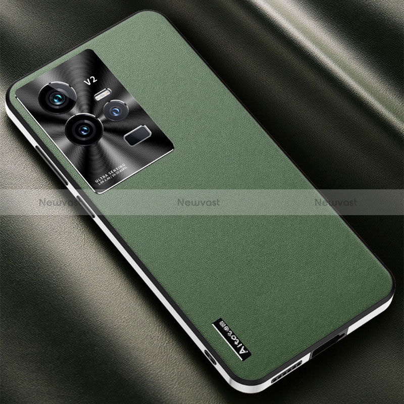 Soft Luxury Leather Snap On Case Cover AT2 for Vivo iQOO 11 Pro 5G Green