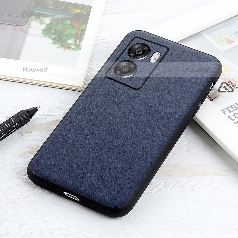Soft Luxury Leather Snap On Case Cover B01H for OnePlus Nord N300 5G Blue