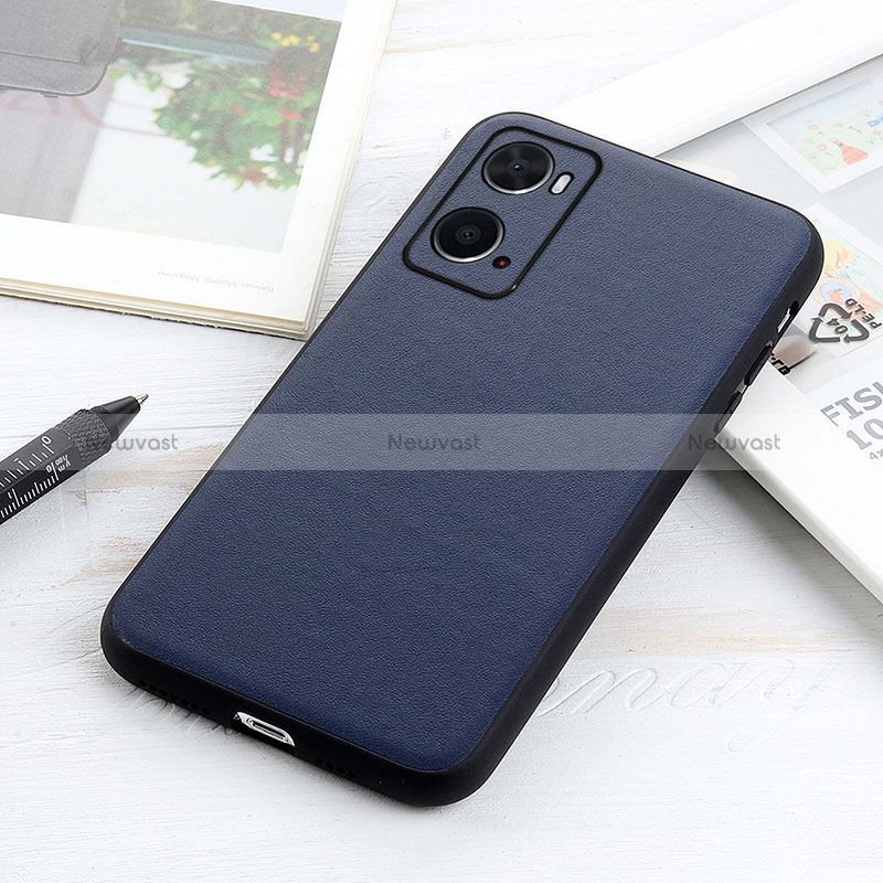 Soft Luxury Leather Snap On Case Cover B01H for Oppo A36 Blue