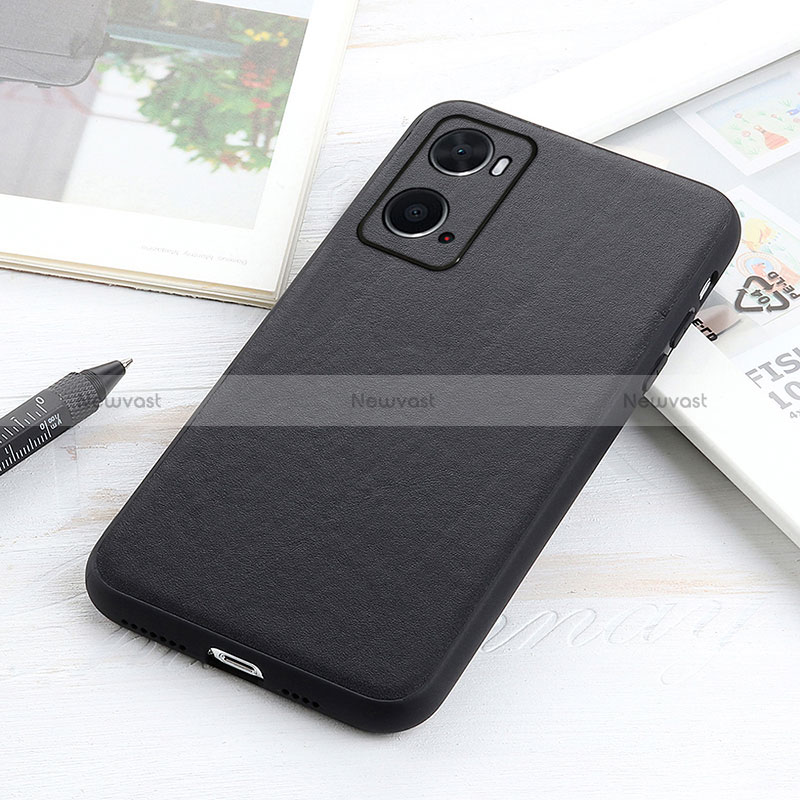 Soft Luxury Leather Snap On Case Cover B01H for Oppo A76 Black