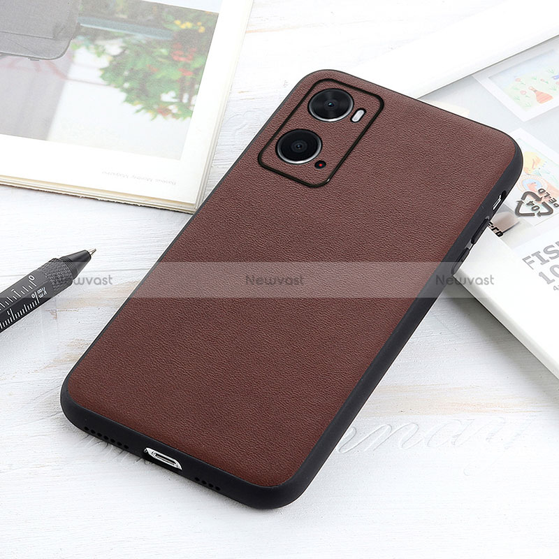 Soft Luxury Leather Snap On Case Cover B01H for Oppo A76 Brown