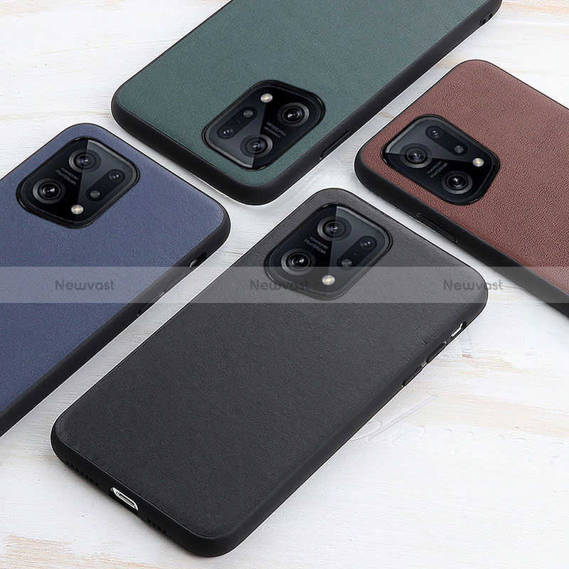Soft Luxury Leather Snap On Case Cover B01H for Oppo Find X5 5G
