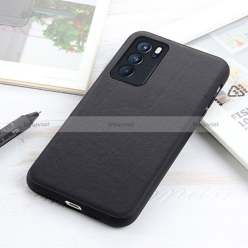 Soft Luxury Leather Snap On Case Cover B01H for Oppo Reno6 Pro 5G India Black