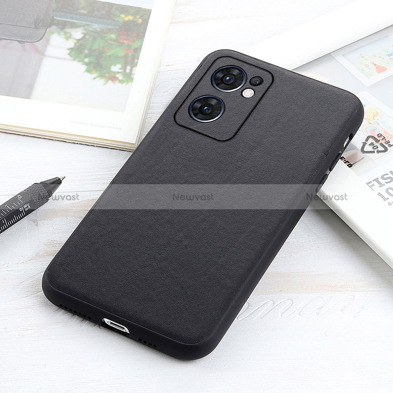 Soft Luxury Leather Snap On Case Cover B01H for Oppo Reno7 5G Black