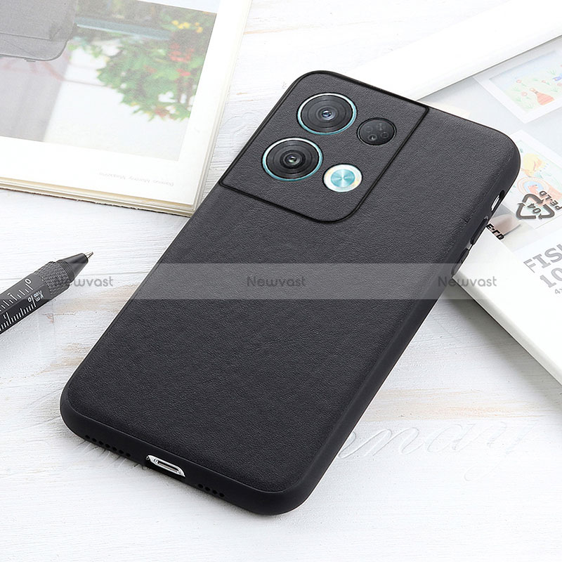 Soft Luxury Leather Snap On Case Cover B01H for Oppo Reno9 Pro 5G Black