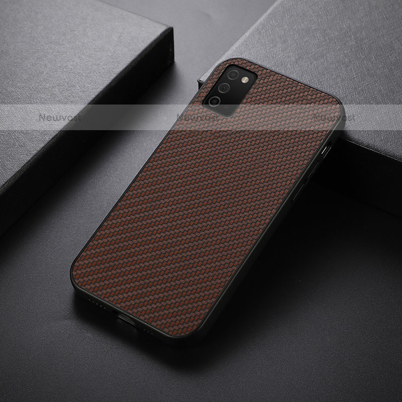 Soft Luxury Leather Snap On Case Cover B01H for Samsung Galaxy A02s Brown