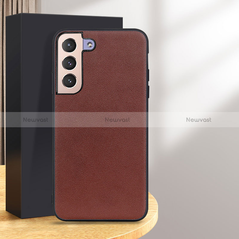 Soft Luxury Leather Snap On Case Cover B01H for Samsung Galaxy S24 5G Brown