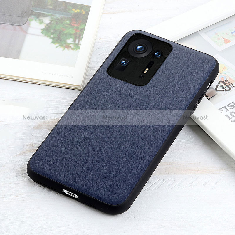 Soft Luxury Leather Snap On Case Cover B01H for Xiaomi Mi Mix 4 5G Blue