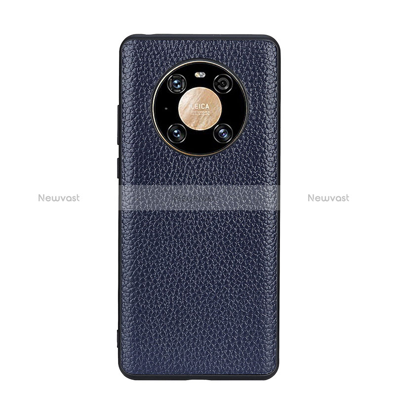 Soft Luxury Leather Snap On Case Cover B02H for Huawei Mate 40 Blue