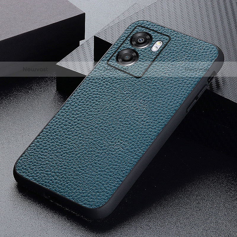 Soft Luxury Leather Snap On Case Cover B02H for OnePlus Nord N300 5G Green