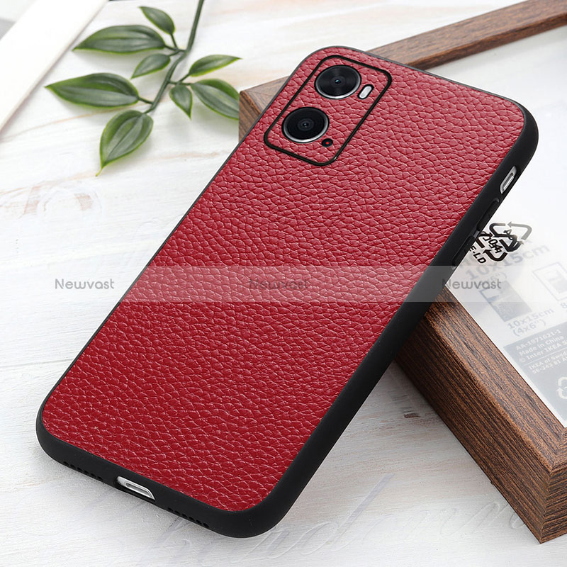 Soft Luxury Leather Snap On Case Cover B02H for Oppo A76 Red