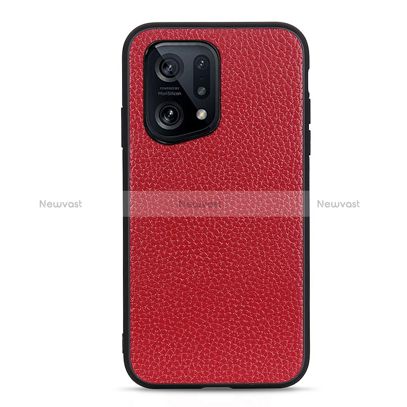 Soft Luxury Leather Snap On Case Cover B02H for Oppo Find X5 5G