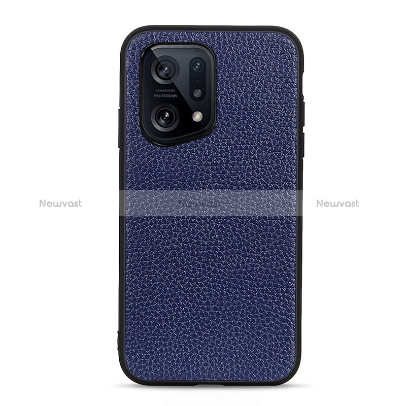 Soft Luxury Leather Snap On Case Cover B02H for Oppo Find X5 5G