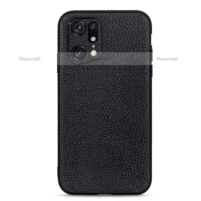 Soft Luxury Leather Snap On Case Cover B02H for Oppo Find X5 Pro 5G