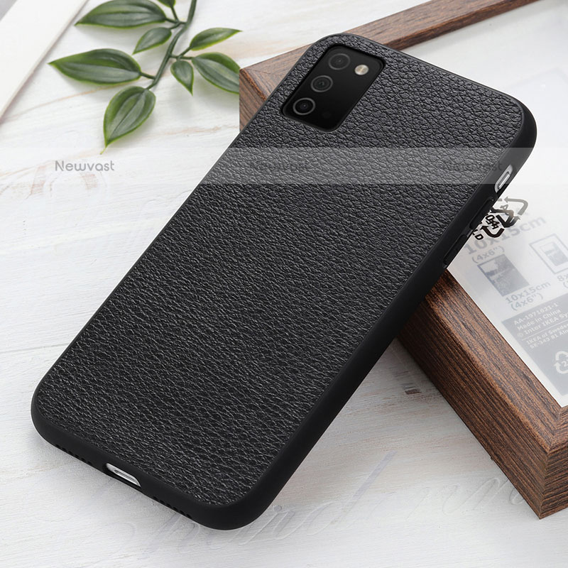 Soft Luxury Leather Snap On Case Cover B02H for Samsung Galaxy A02s Black