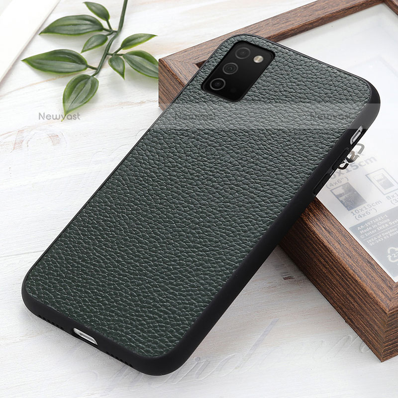 Soft Luxury Leather Snap On Case Cover B02H for Samsung Galaxy A02s Green