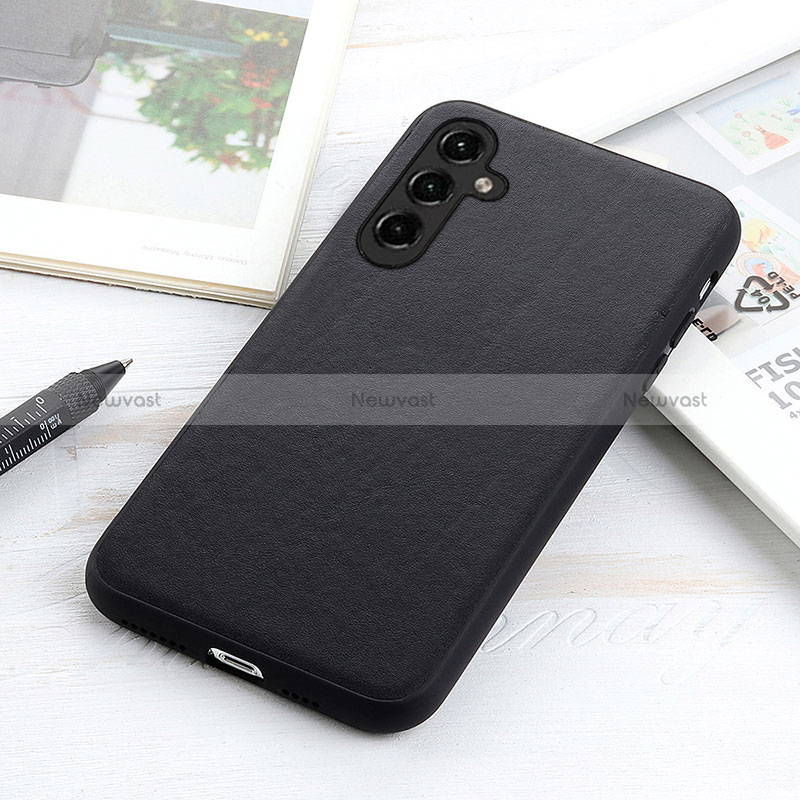 Soft Luxury Leather Snap On Case Cover B02H for Samsung Galaxy A14 5G Black