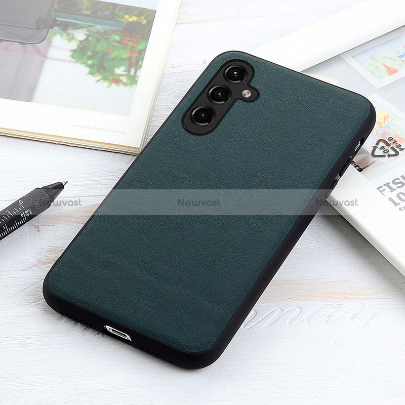 Soft Luxury Leather Snap On Case Cover B02H for Samsung Galaxy A14 5G Green