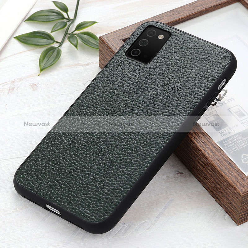Soft Luxury Leather Snap On Case Cover B02H for Samsung Galaxy M02s Green