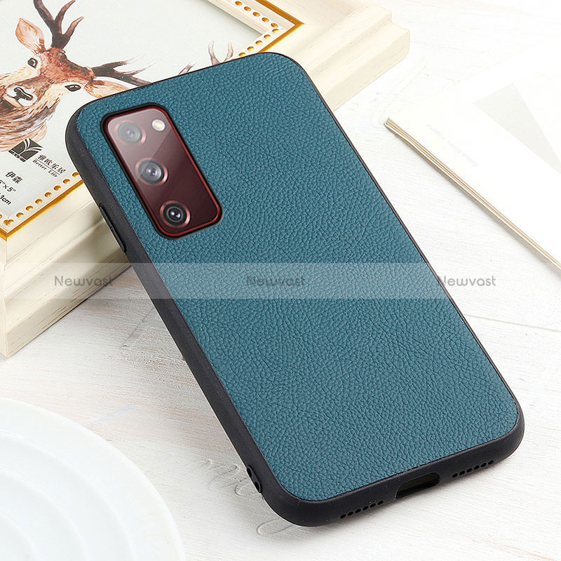 Soft Luxury Leather Snap On Case Cover B02H for Samsung Galaxy S20 FE (2022) 5G Green