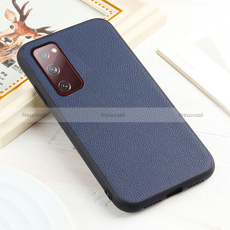 Soft Luxury Leather Snap On Case Cover B02H for Samsung Galaxy S20 FE 5G Blue