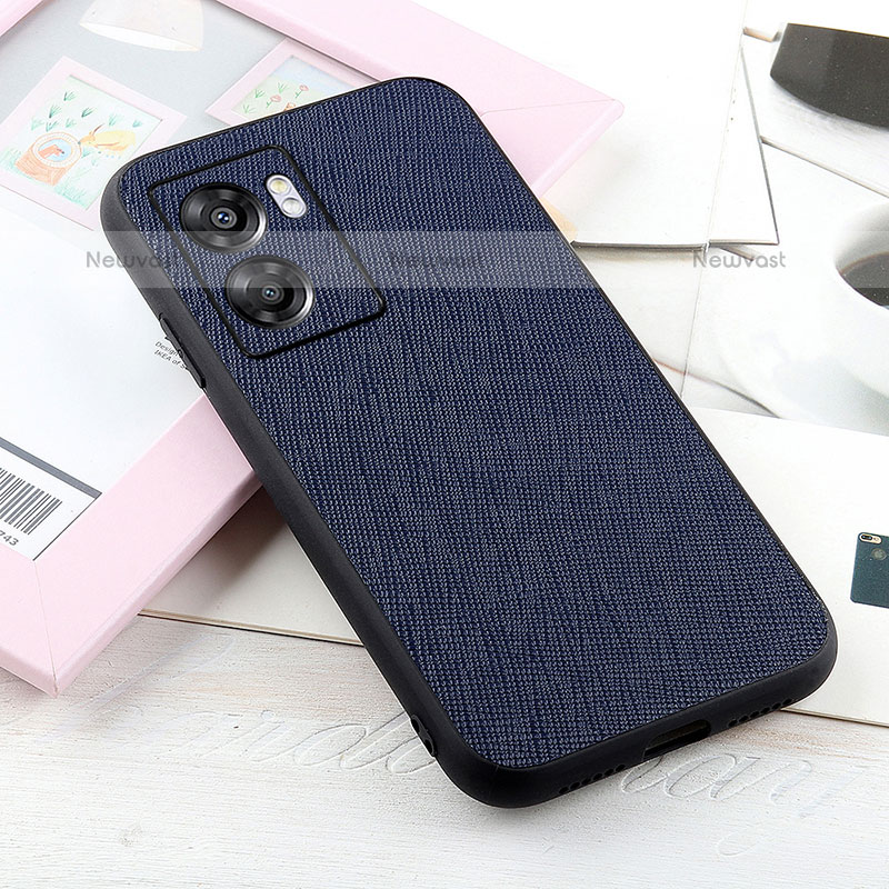 Soft Luxury Leather Snap On Case Cover B03H for OnePlus Nord N300 5G Blue