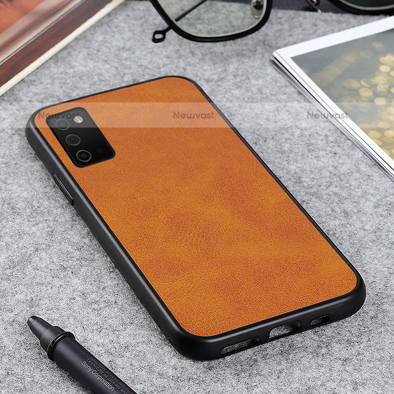 Soft Luxury Leather Snap On Case Cover B03H for Samsung Galaxy A02s Brown
