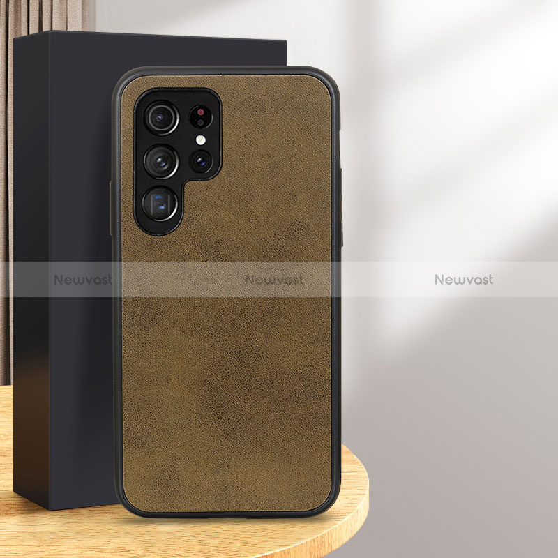 Soft Luxury Leather Snap On Case Cover B03H for Samsung Galaxy S24 Ultra 5G Green