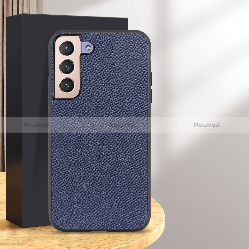 Soft Luxury Leather Snap On Case Cover B03H for Samsung Galaxy S25 Plus 5G Blue