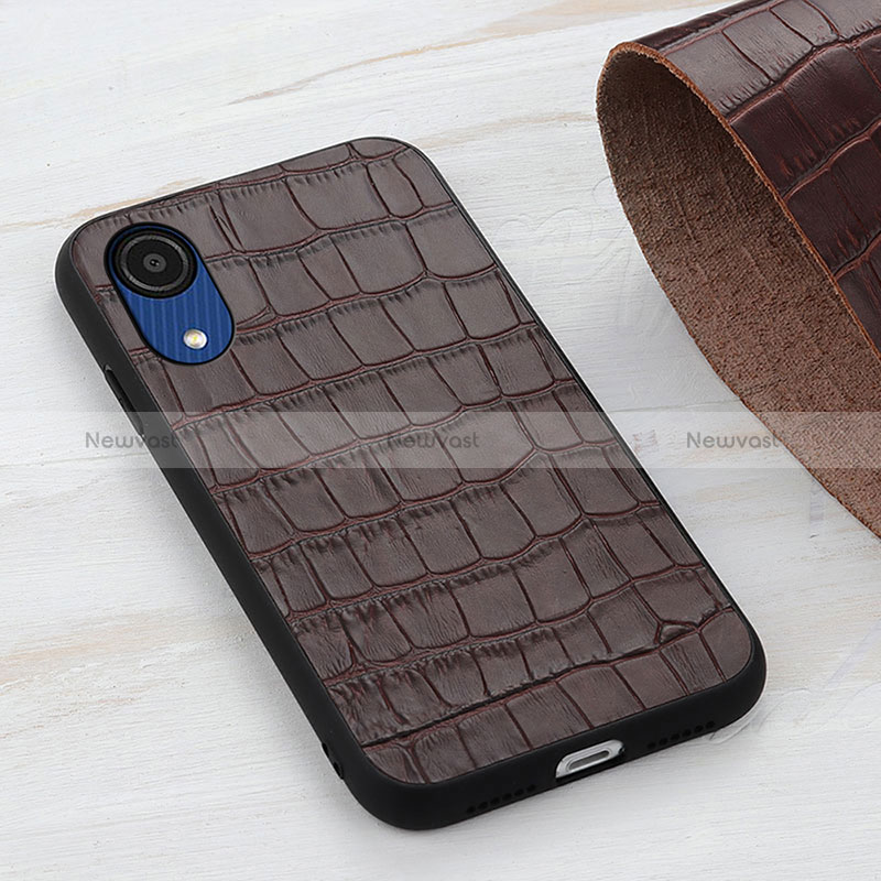 Soft Luxury Leather Snap On Case Cover B04H for Samsung Galaxy A03 Core Brown