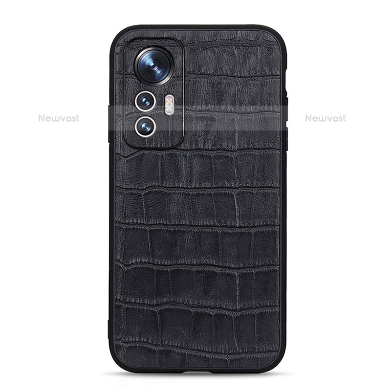 Soft Luxury Leather Snap On Case Cover B04H for Xiaomi Mi 12S 5G Black