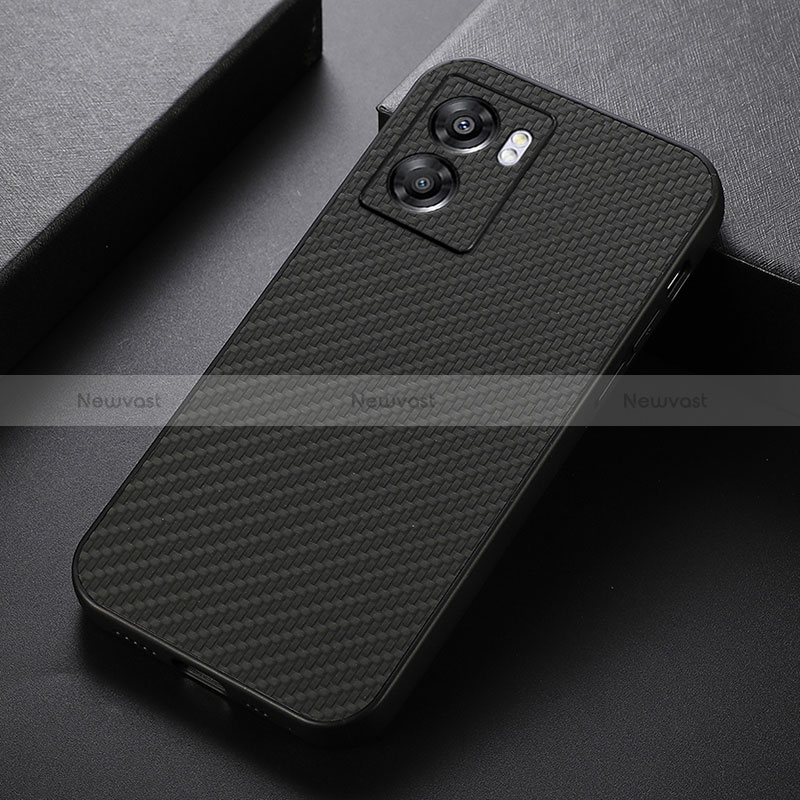 Soft Luxury Leather Snap On Case Cover B05H for Oppo A56S 5G Black