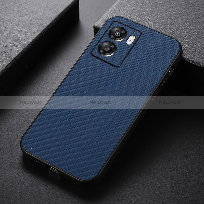 Soft Luxury Leather Snap On Case Cover B05H for Oppo A56S 5G Blue