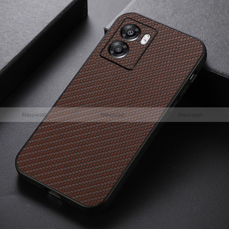Soft Luxury Leather Snap On Case Cover B05H for Oppo A56S 5G Brown
