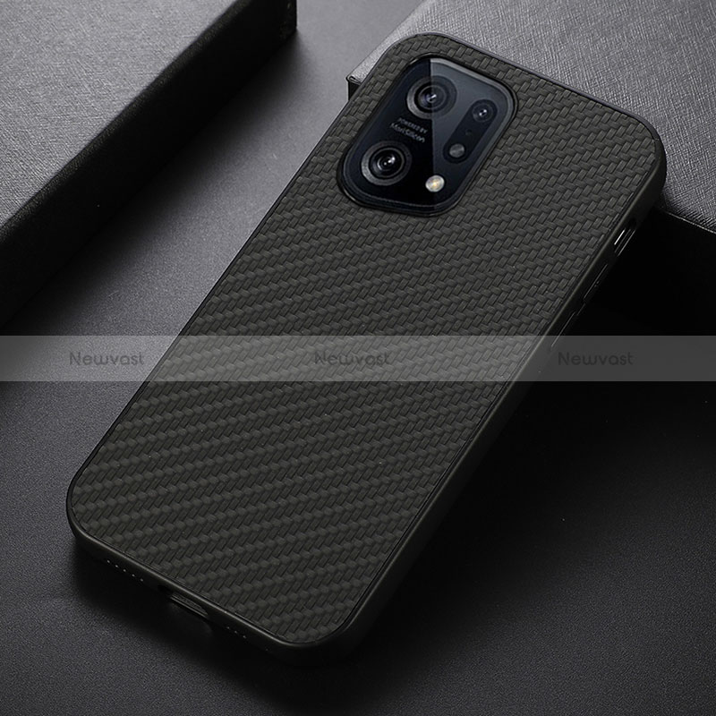 Soft Luxury Leather Snap On Case Cover B05H for Oppo Find X5 5G Black