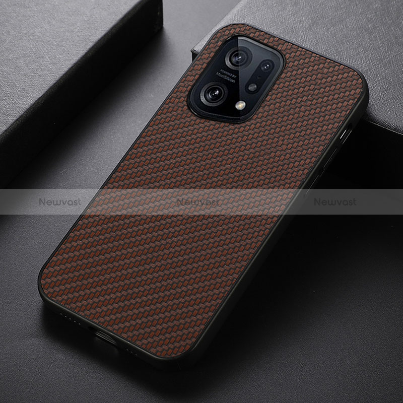 Soft Luxury Leather Snap On Case Cover B05H for Oppo Find X5 5G Brown