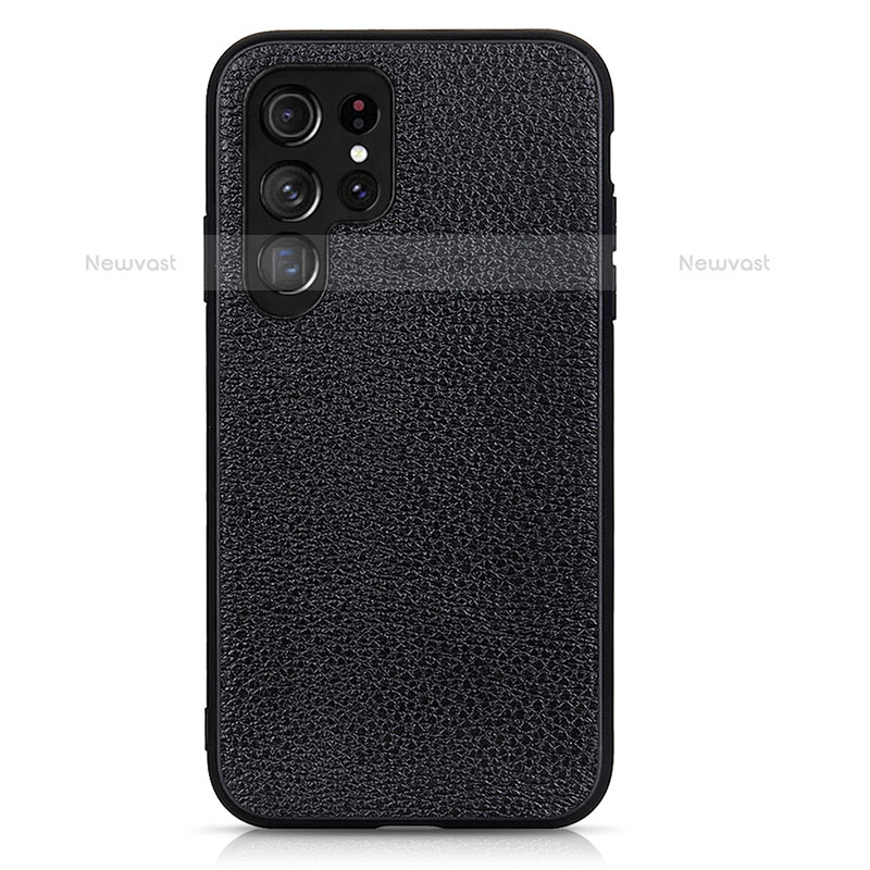 Soft Luxury Leather Snap On Case Cover B05H for Samsung Galaxy S21 Ultra 5G Black