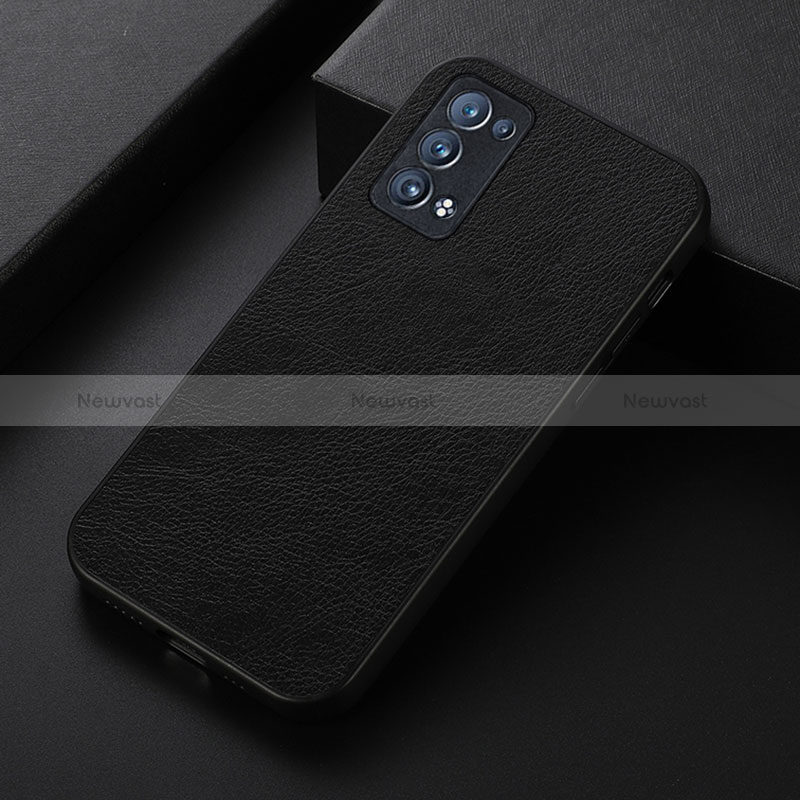 Soft Luxury Leather Snap On Case Cover B06H for Oppo Reno6 Pro 5G Black