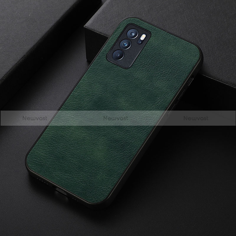 Soft Luxury Leather Snap On Case Cover B06H for Oppo Reno6 Pro 5G India Green